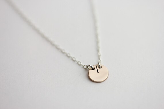 Mini Double Ring Slice Necklace in Bronze