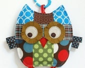 Mr Spots the Patchwork Owl Crinkle Toy comes with Teething Ring Link - Great Baby Boy Gift