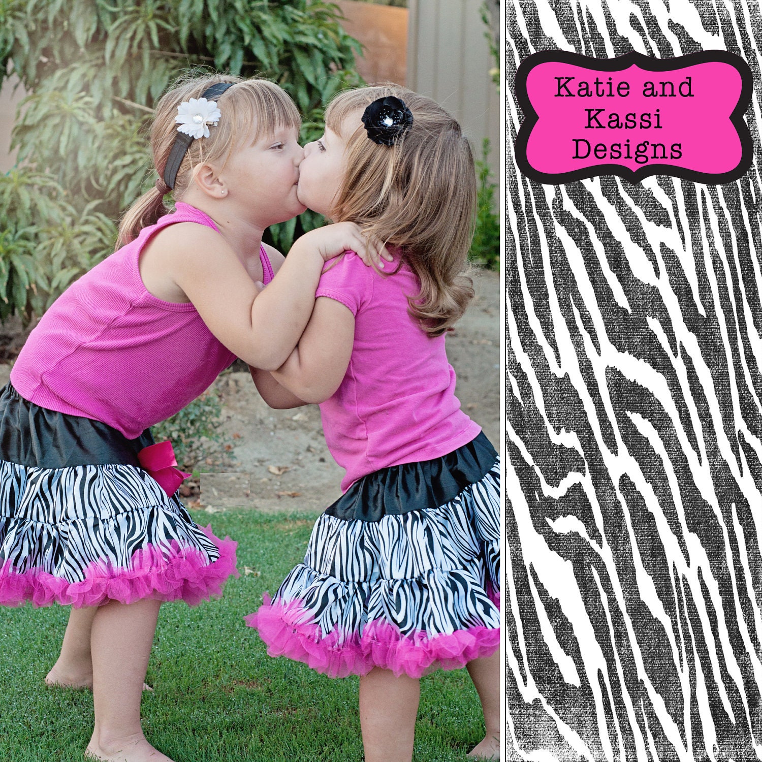 Hot Pink Black Zebra Pettiskirt With Pink Trim