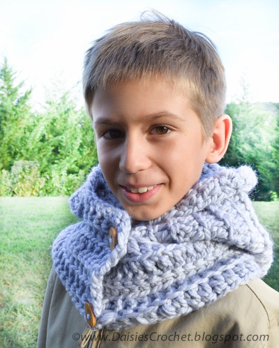 Hooded cowl scarf warmer nackwarmer Grey Boy Girl accessory Warm and Chunky Christmas gift