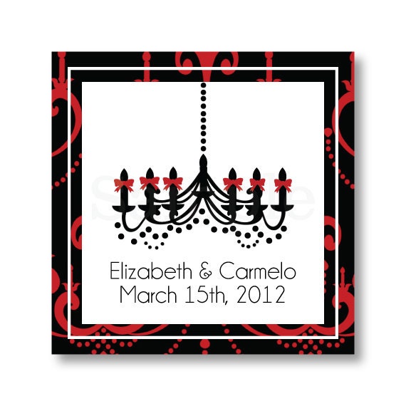 Red and Black Chandelier Sticker Labels for Wedding or Party Il_170x135