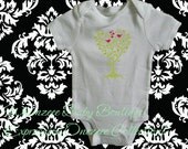 Baby Onesie-Love Birds In A Heart Tree Onezeee Bodysuit (green v.) - (You pick the size)-Baby Shower Gift-Baby Gift