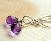 Amethyst Earrings Amethyst Jewelry, February Birthstone Dangle Sterling Silver Purple gemstone earrings