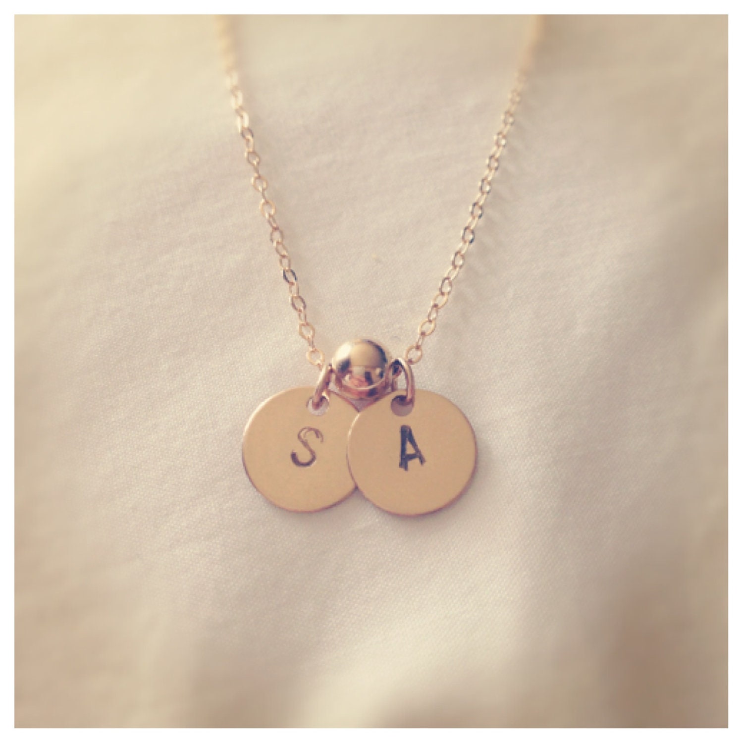 Initials charm necklace-14K gold filled