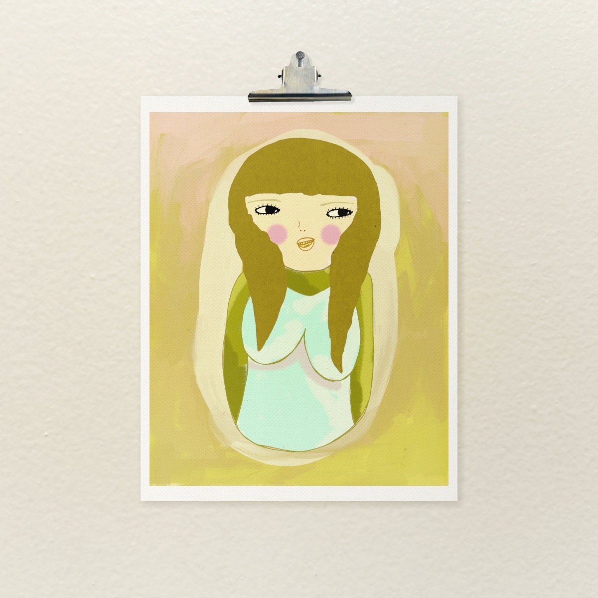 Chicky 8x10 / Quirky Modern Art Illustration, Digital Print, Giclee, Girl Portrait, Drawing, Modern Art, Poster Print, Art Poster, Quirky