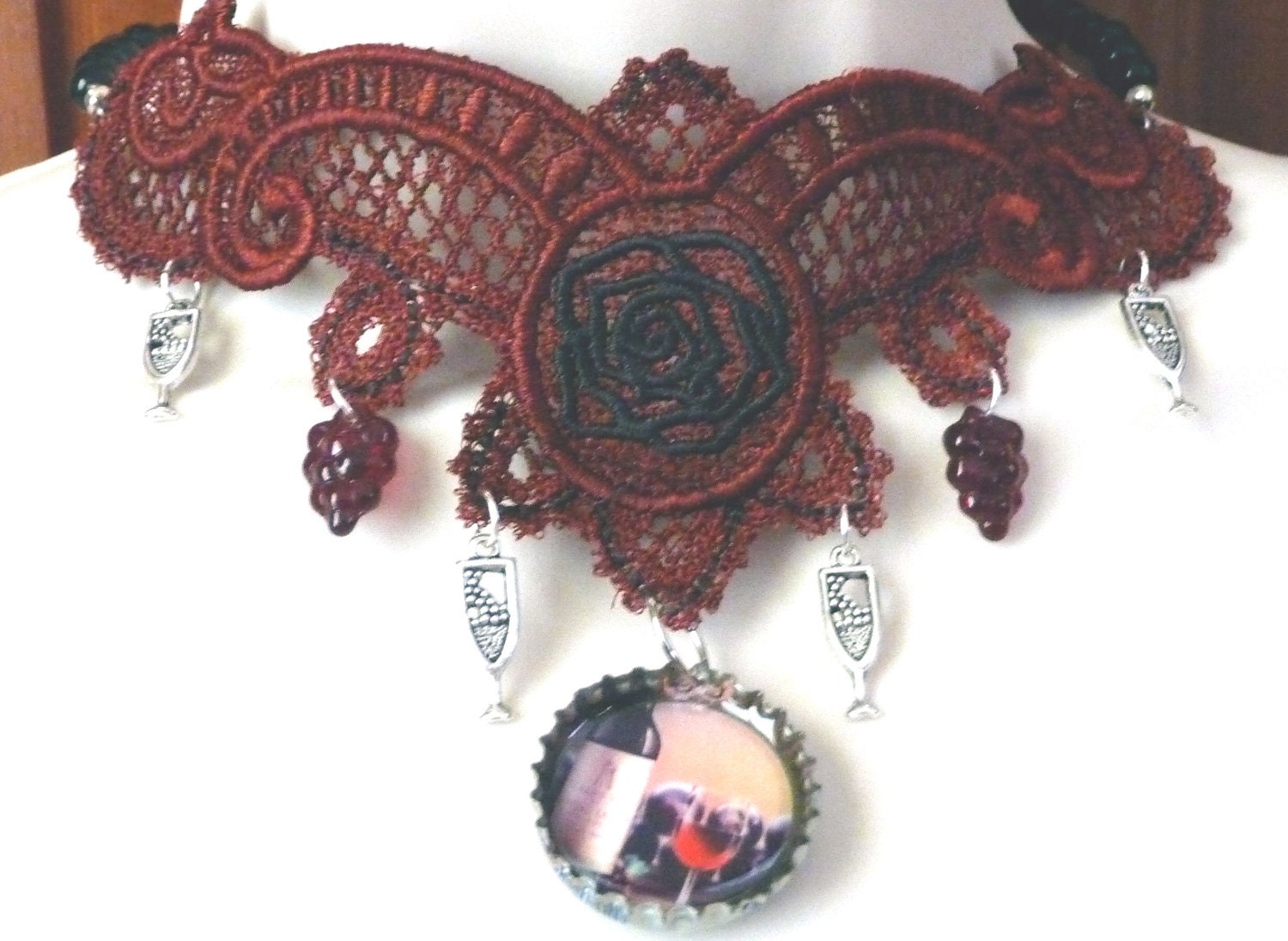Wine Lovers Goth Lace Choker Necklace Free Ship