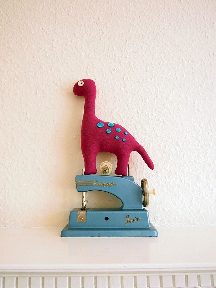 Cerise & Turquoise Diplodocus Dinosaur Plush Toy