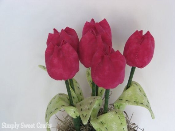 Fabric Flower Bouquet- Pink Flower Arrangement- Flower Centerpiece. Unique Gift