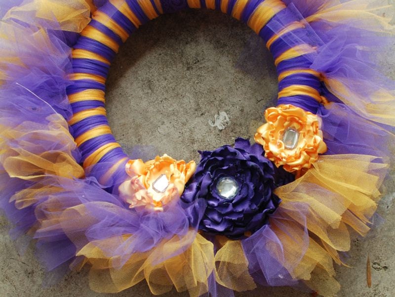 LSU Louisiana State University Inspired Tu-Tu Tulle wreath Go Tigers