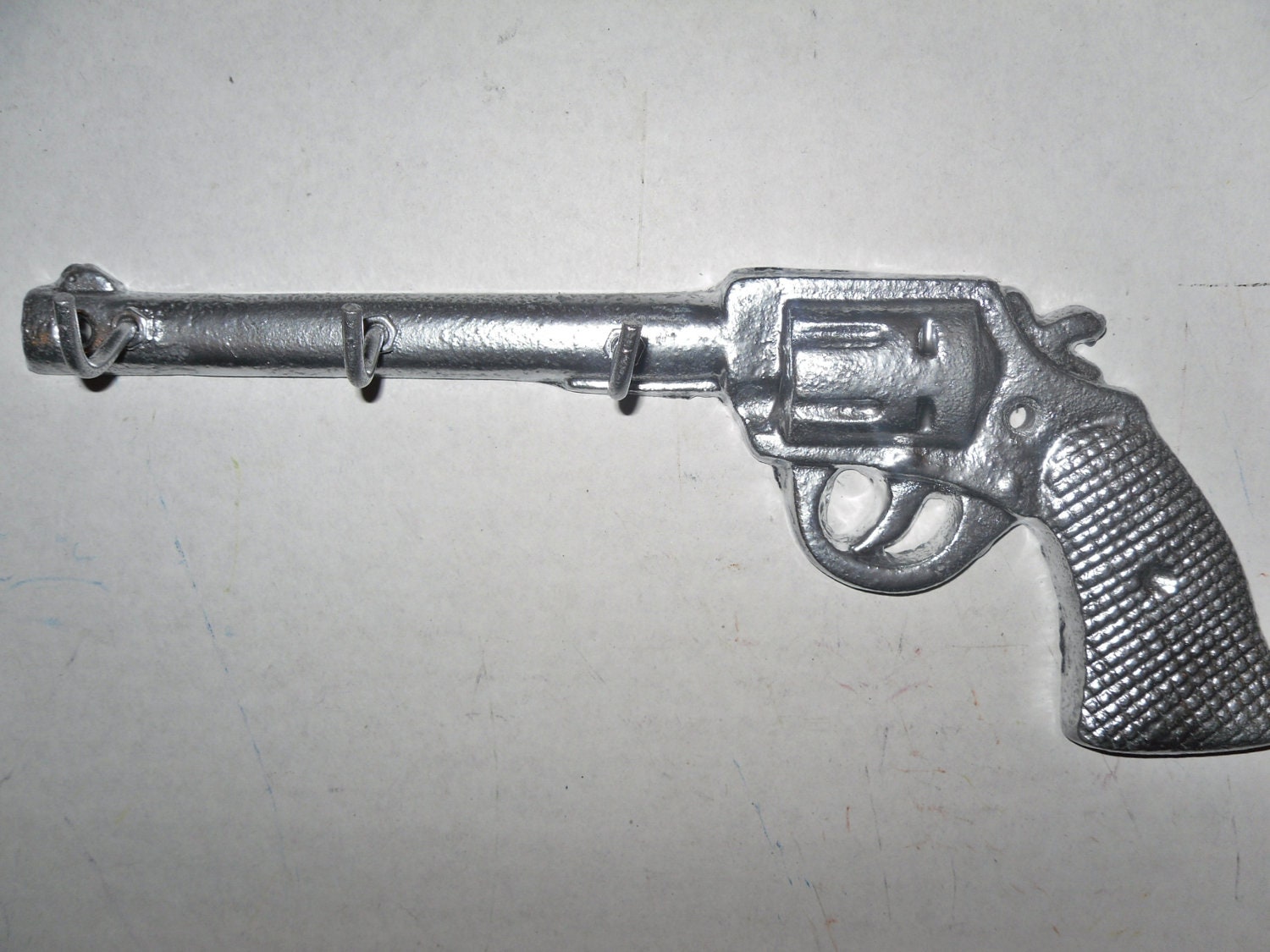 Key Rack hook / Pistol Key Rail / Jewelry Hanger / Western Wall Decor / chrome / Gun Key Holder / Shabby Chic Decor