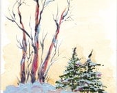Note Cards - Print of Original Art - "Winter Dreams" of 4, 5x7 - Free Shipping