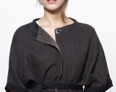 Brown black cardigan women jacket knitted sweater kimono top