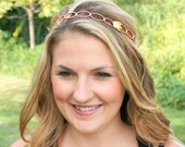 Salmon Pink Fish Beaded Headband with Ribbon Ties - Beach, Halo, Destination, Tropical