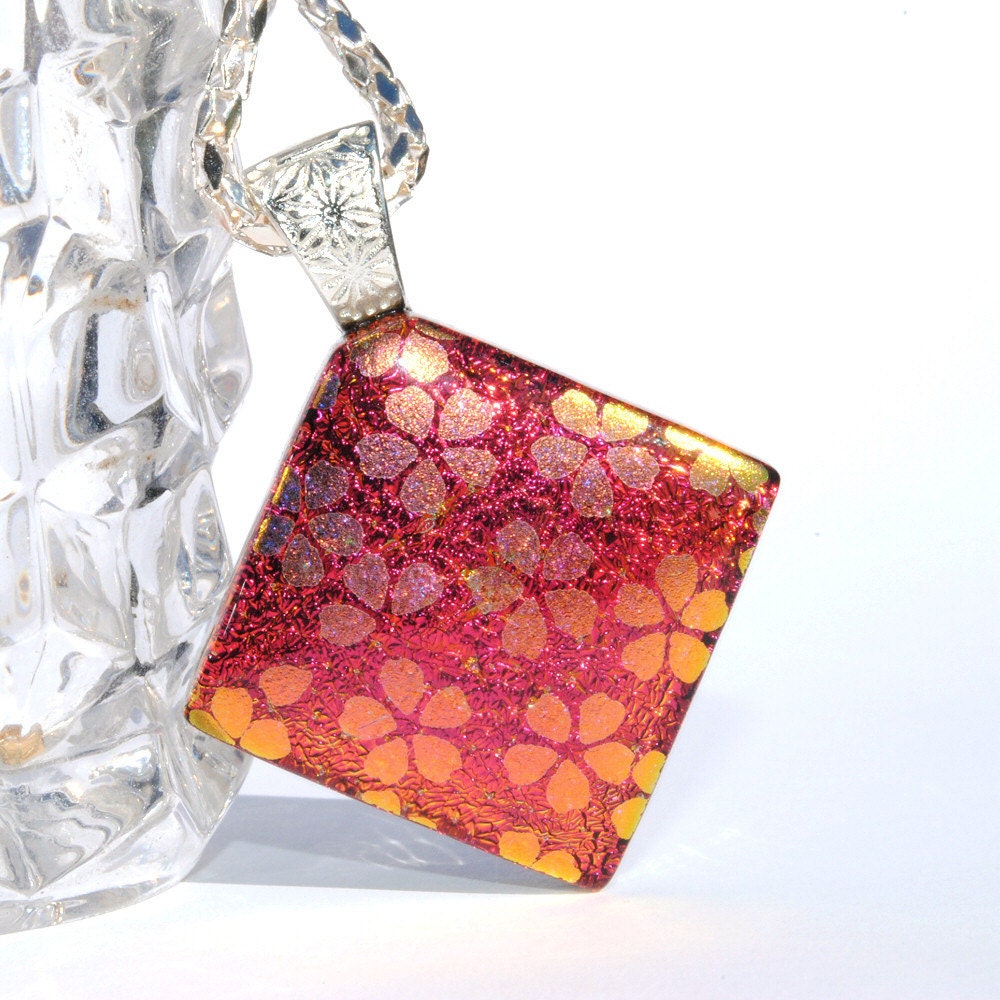 Dichroic Glass Pendant, Dichroic Pendant, Fused Glass Jewelry, Jewel Tones, Daisy, Hippie, Retro, Mod, Unique Gift (Item 10474-P)