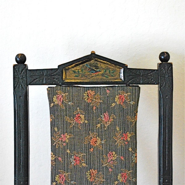 Antique Childs Folding Chair Painted Bird Detail Victorian Eastlake