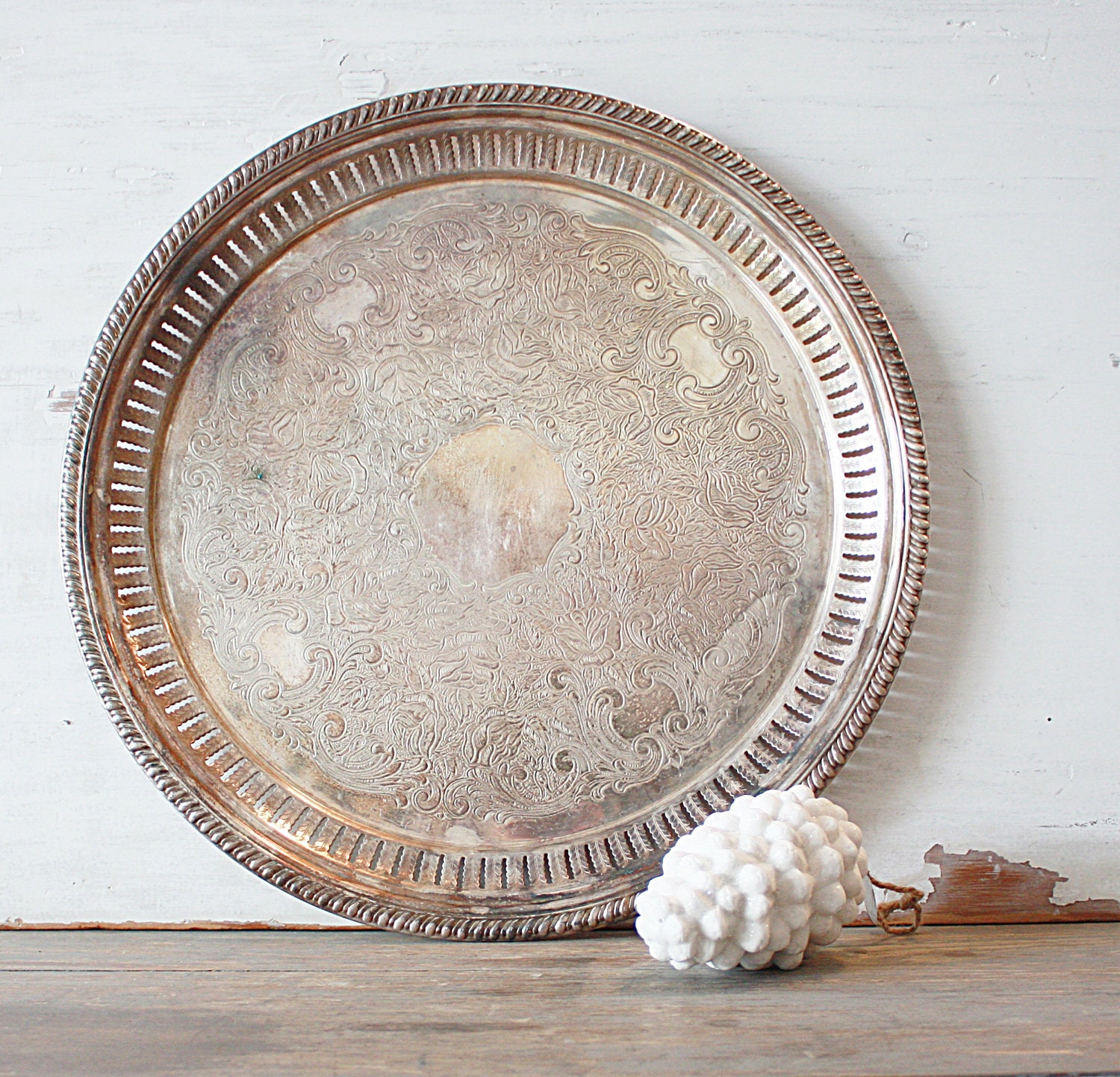 Vintage Silver Plate Reticulated Tray by sheffield
