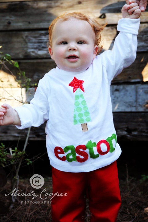 Christmas Shirt - Christmas Tree with Star  - You Choose Shirt Color, Sleeve Length, Letter Colors
