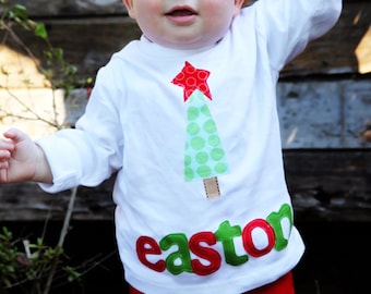 Christmas Shirt - Christmas Tree with Star  - You Choose Shirt Color, Sleeve Length, Letter Colors