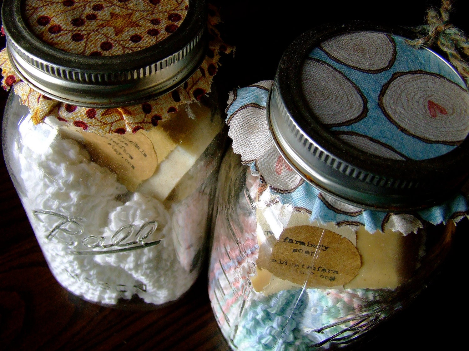 Aunt Elizabeth's Gift Set - Handmade Soap and Knitted Washcloth in Canning Jar