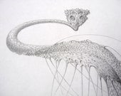 Original pencil drawing, dark, horror, halloween, Her Ladyship