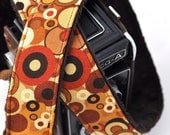 dSLR Padded Camera Strap - Autumn Rust Brown Circles with Dark Brown Minky - Spring Accessories Spring Fashion