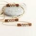 Minimalist modern jewelry set - seed beads long earrings and pendant necklace. Metallic bronze  cream