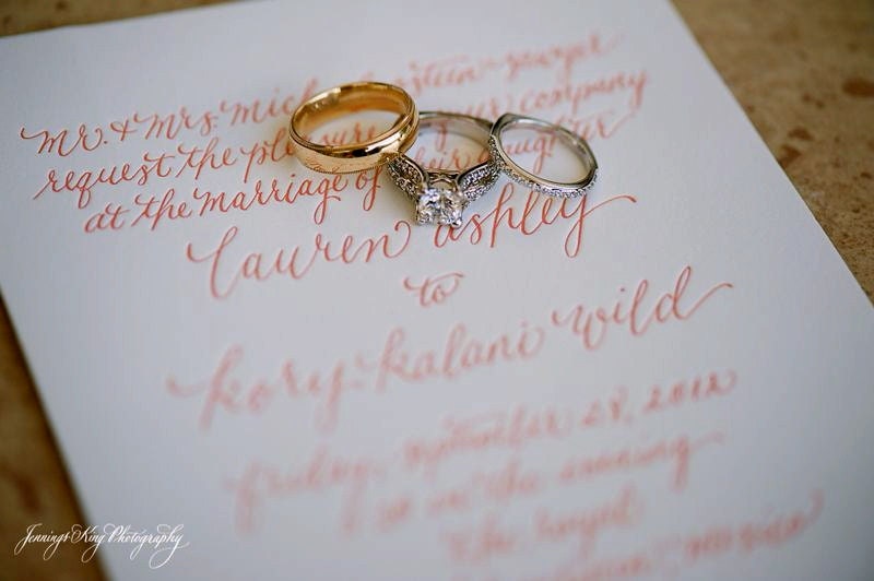 Letterpress Wedding Invitation--Coral