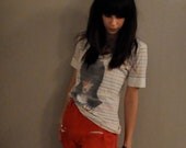 hand shredded red denim shorts, extra small, high waisted