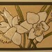 Hand Painted, Carved and Signed Ceramic Wall Hanging Tile Daffodils with border Garden Flowers