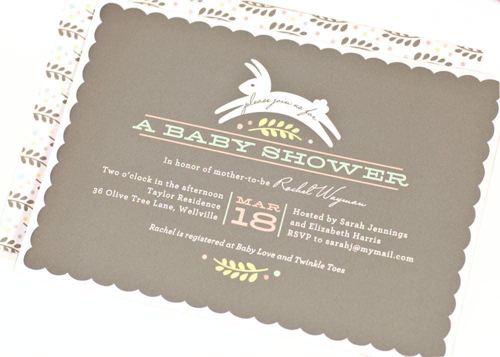 Baby Shower Invitation, Gender Neutral Baby Shower Invite // Set of 6 // LEAPING BUNNY