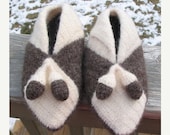 ON SALE Felted (fulled) crocheted child/youth slippers with acorns - BitsOfFiber