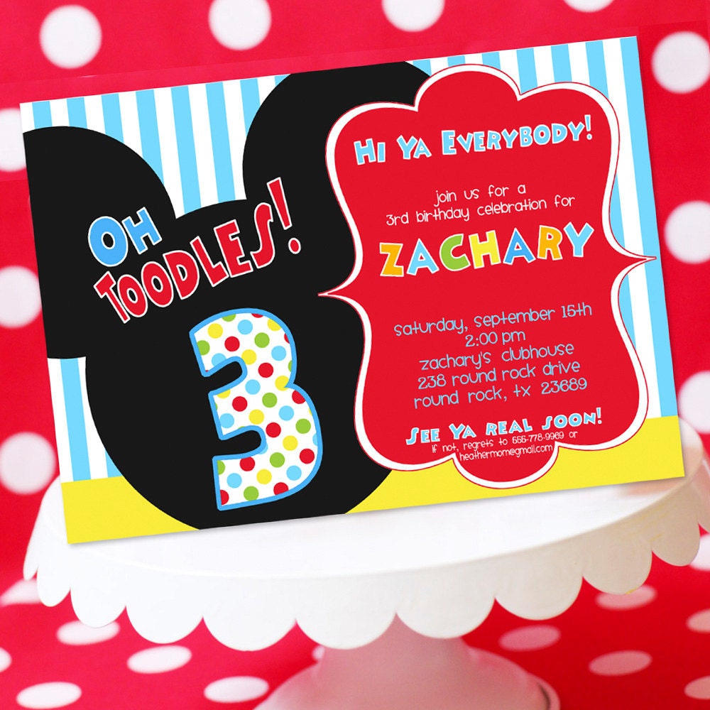 Mickey Mouse Invitation, Thank You Note, Address Labels and Envelope Seals- Printable Birthday Party - Amanda's Parties TO GO
