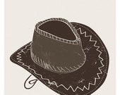 Cowboy hat postcard-print from original illustration-with envelope