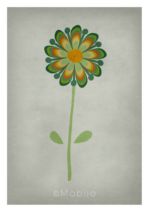 Flower nursery art-postcard with envelope-print from original illustration