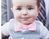 Short or Long Sleeve Black Seersucker Tuxedo Onesie Vest with Matching Pink Bow Tie