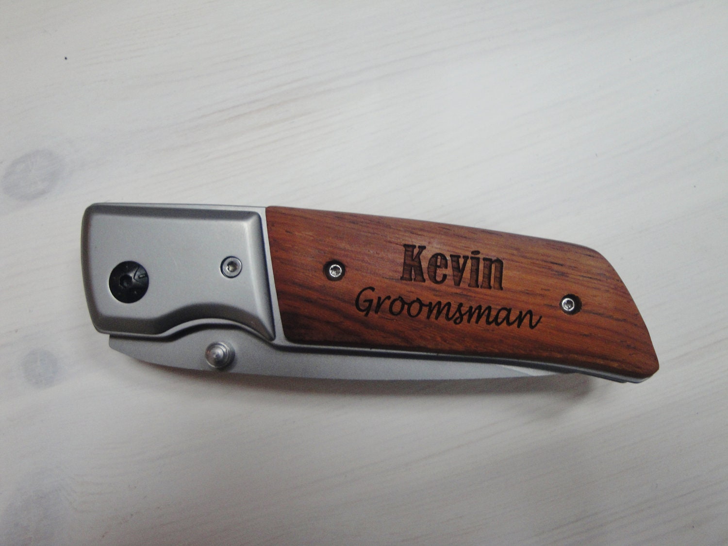 Hunting Knife,Engraved Groomsmen Gift, Engraved Rosewood Hunting Knife with LED Light, Personalized Groomsmen Gift, Gift for Groomsman