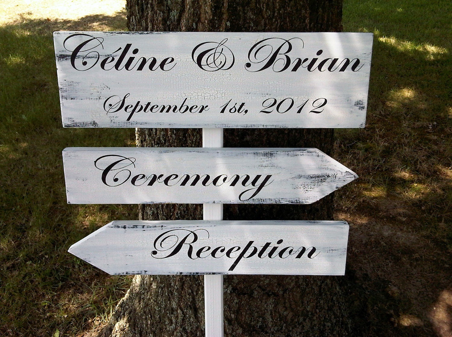 Directional Wedding Sign, Bride & Groom names, wedding date, Reception, Ceremony - 3 signs, 36" stake
