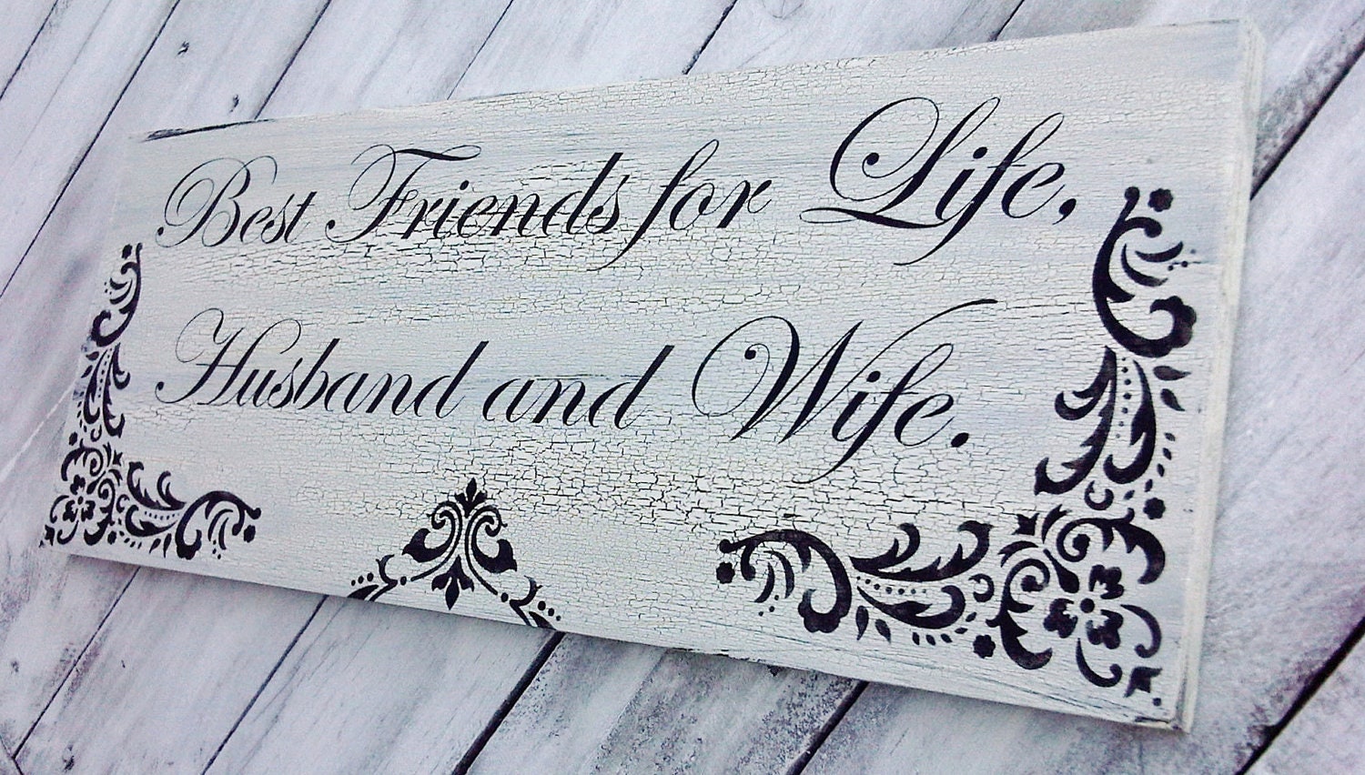 Wedding Signs "Best Friends for Life Husband and Wife" Elegant black tie vintage style - this one READY TO SHIP