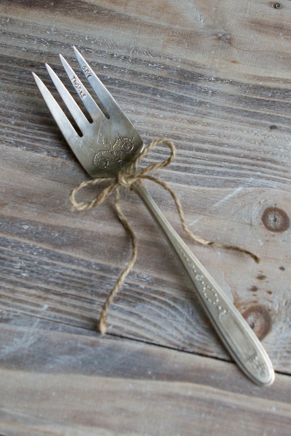 Vintage Serving Fork - Give Thanks - Hand Stamped Serving Fork - Silverplate - Hostess Gift - Shabby Chic