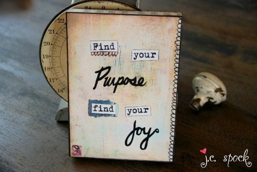 5x7 mounted print: Find your Joy typography, 5x7 mounted wood, mixed media art, inspirational art, collage art, typography art, pink, aqua
