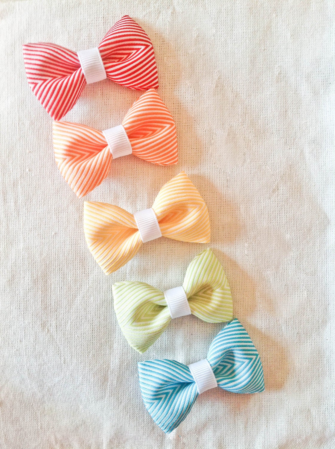 Rainbow Chevron Bow Tie Hair Bows - Set of 5