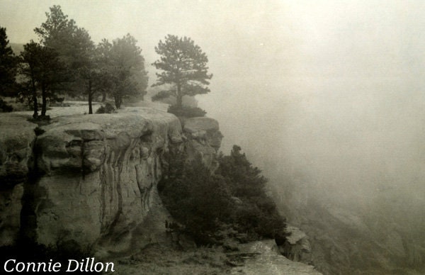 fog - mist - landscape - mysterious - moody - cliffs - fine art photography - Rock Rims and Fog: 8.5 x 11 Photograph