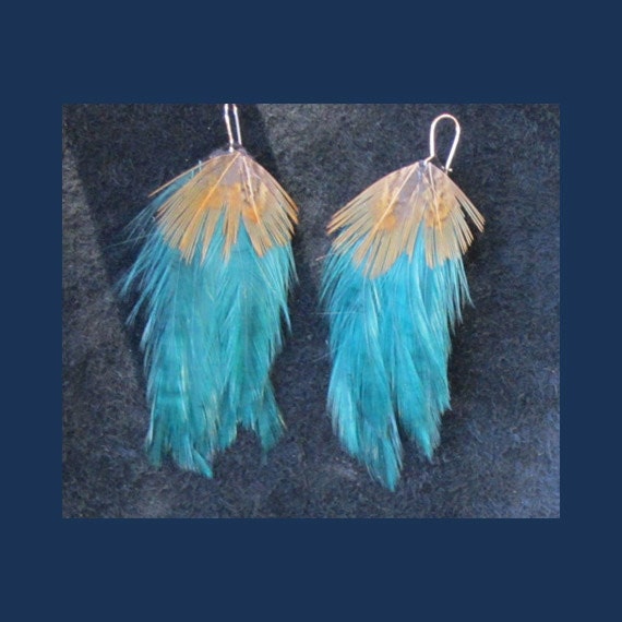 Bright Green Feather Earriings