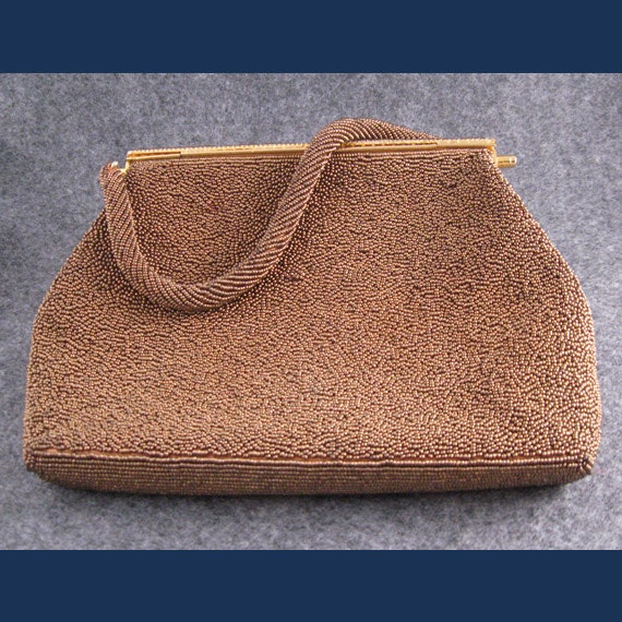 Stunning Vintage Copper Beaded Evening Bag made in Hong Kong