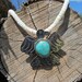 Navajo Hand Crafted ALBERT CLEVELAND Thunder Bird Necklace Turquoise Navajo Silver c1990