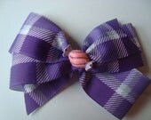 Purple and Lavender Plaid Girls Hair Bow, Hair Clip