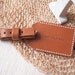 Luggage Tag with Back Window - Personalized - Leather - Rust (N) - Hand Stitched