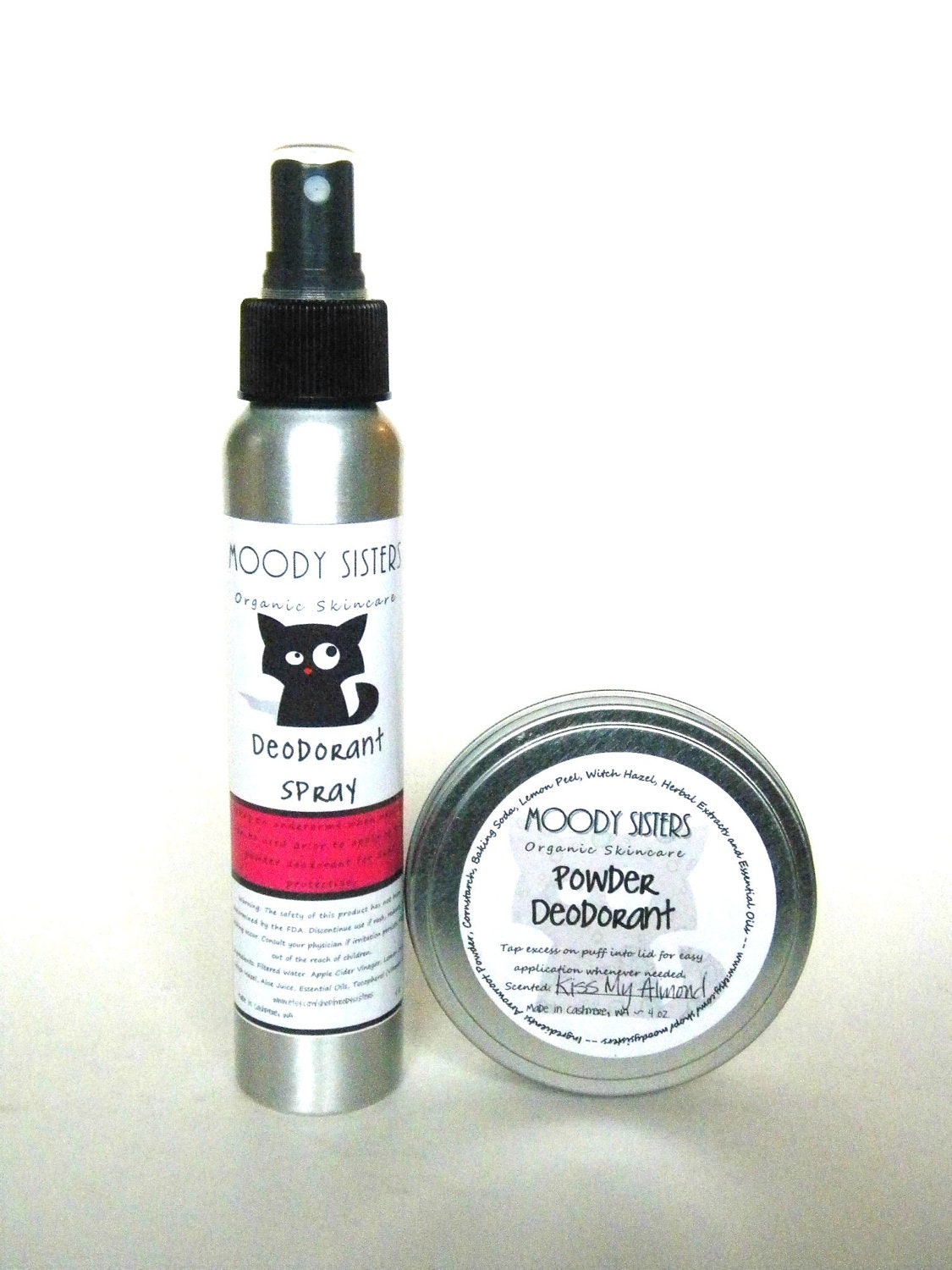 Deodorant Bundle SAVE--Vanilla Orange Spray and Powder-- Organic and Vegan-- Paraben and Aluminum Free-- 4 oz spray bottle
