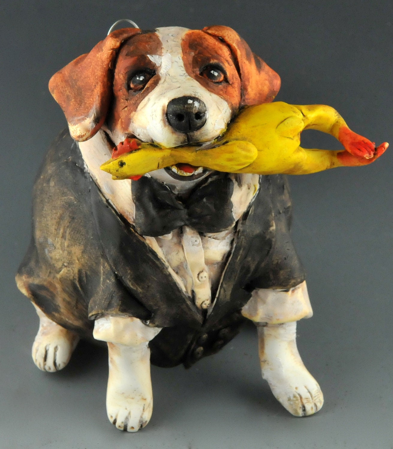 Custom Dog with prop/ vintage style/  ornament or small sculpture