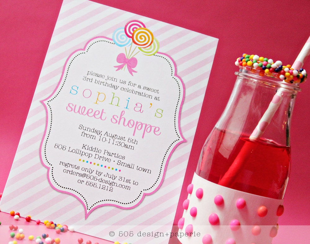 Printable Vintage Sweet Shoppe Lollipop Invitation by 505 Design Il_170x135